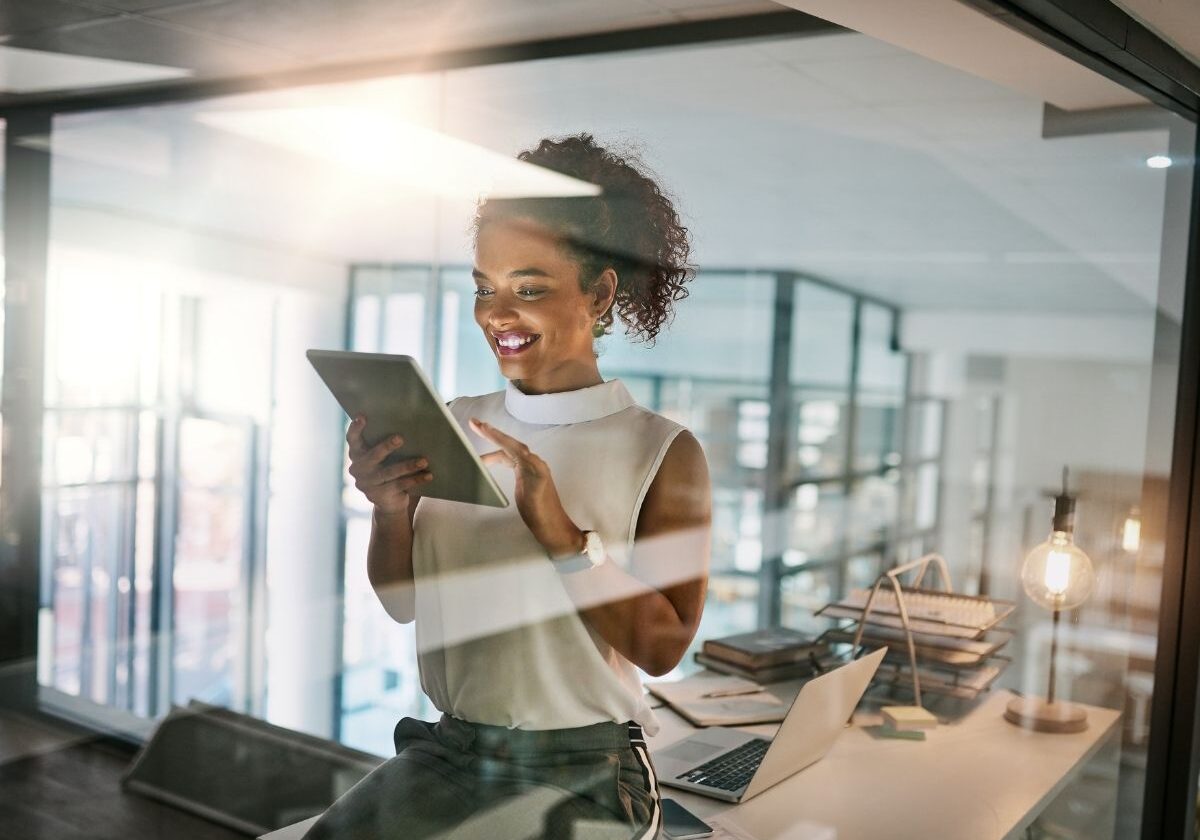 Woman using a tablet